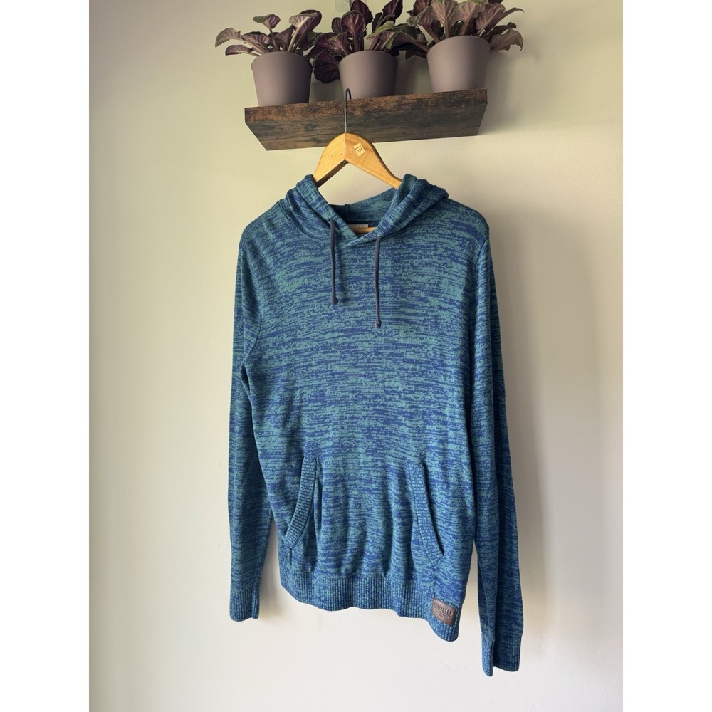 Hollister Marled Knit Hoodie Sweater Blue Green Space Dye Grunge Indie Skater M